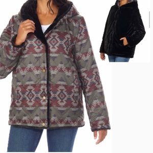 NWOT Pendleton Reversible Jacket Faux Fur Medium Puffer Coat Southwestern